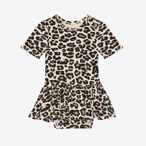 Like new - Posh Peanut leopard print onsie with skirt.